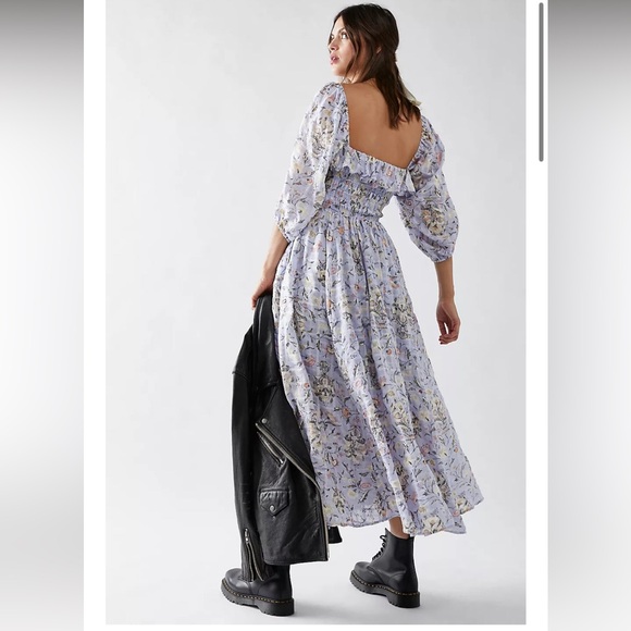 NWT Small Free People - Oasis Printed Midi Lavender Combo Women’s Dress S NEW - Picture 8 of 12